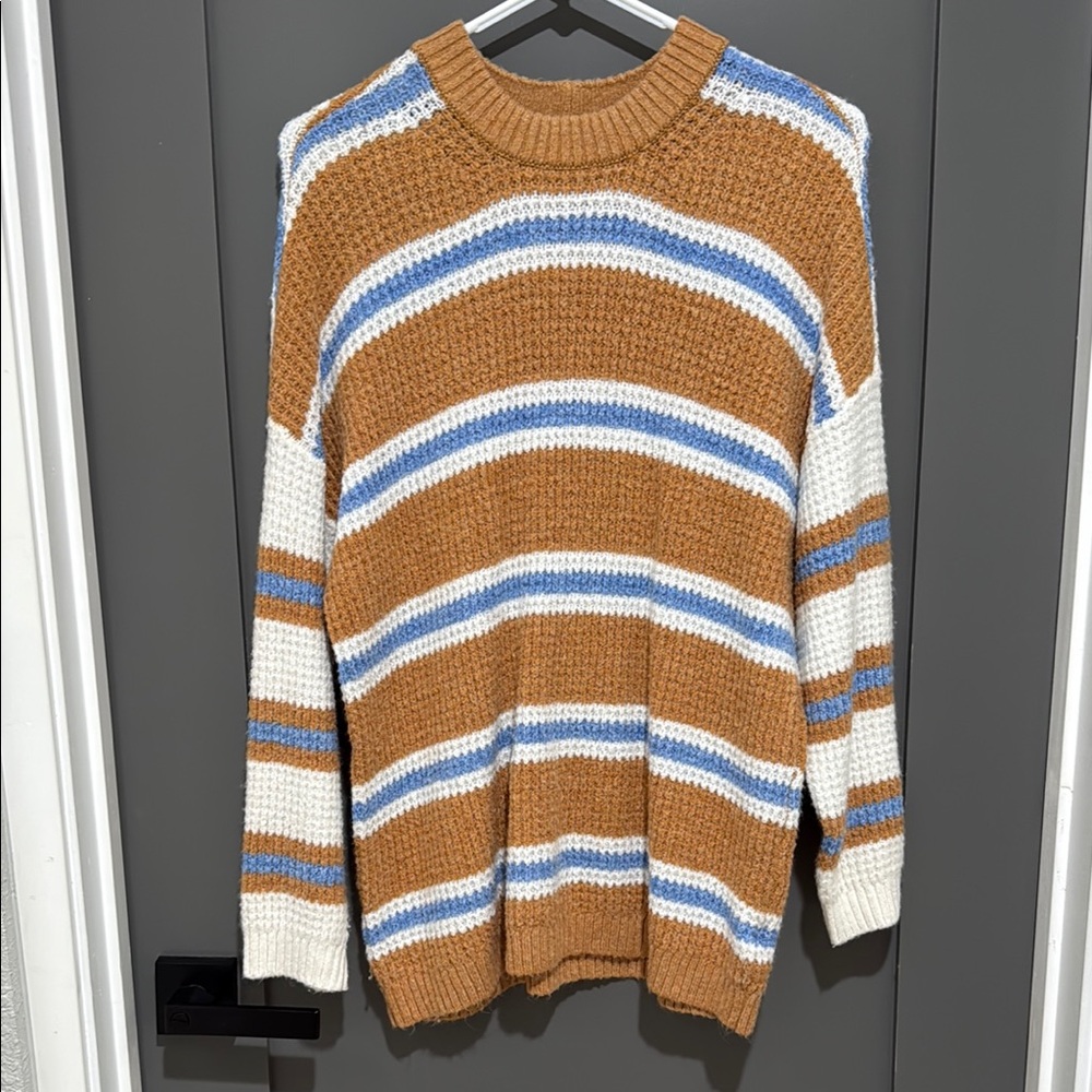 Striped Brown and Blue Women's Sweater